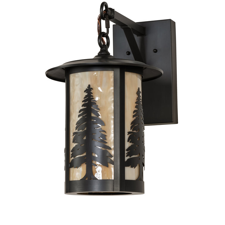 Craftsman Brown Glass Lens Outdoor Wall Sconce