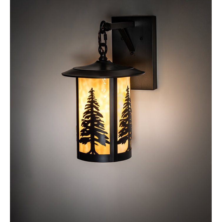 Craftsman Brown Glass Lens Outdoor Wall Sconce