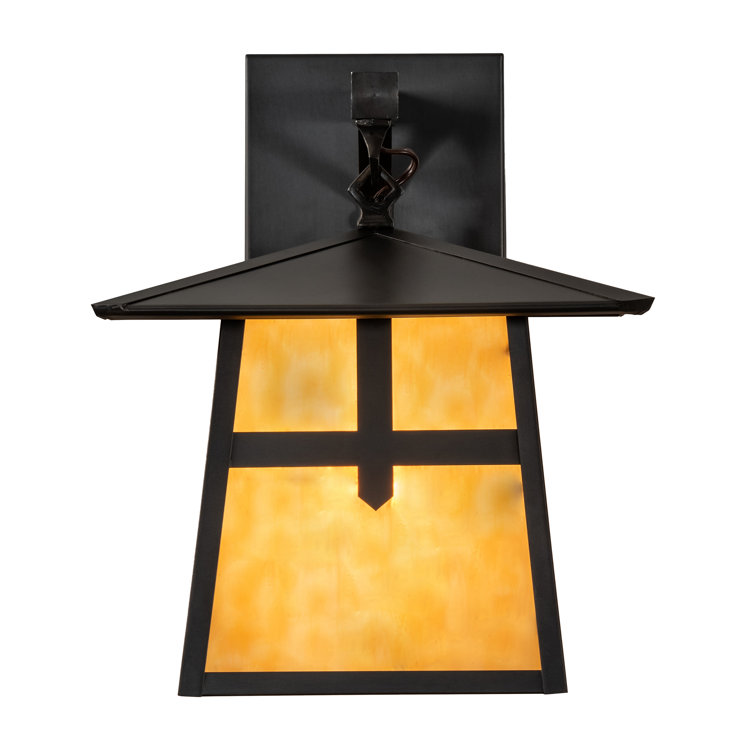 Stillwater Cross Mission 1-Light Craftsman Brown and Beige Glass Sconce