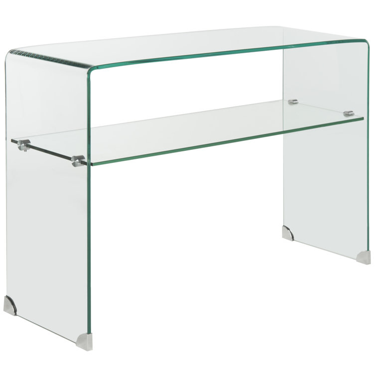 Elysian 43'' Clear Tempered Glass Console Table with Shelf