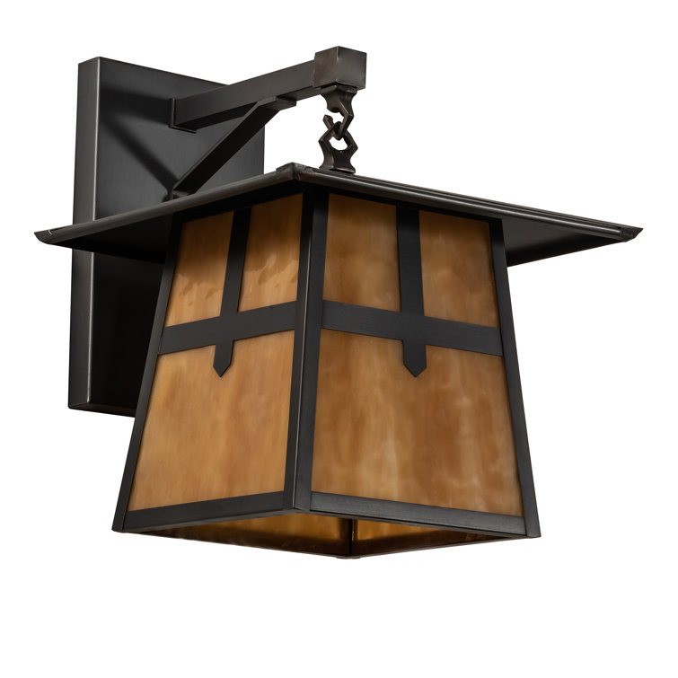 Stillwater Cross Mission 1-Light Craftsman Brown and Beige Glass Sconce