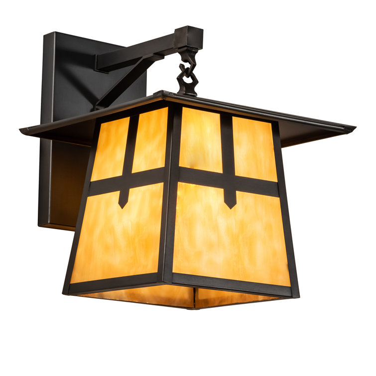 Stillwater Cross Mission 1-Light Craftsman Brown and Beige Glass Sconce