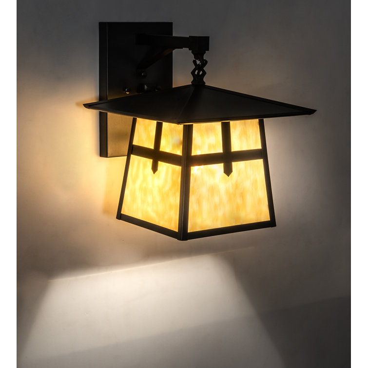 Stillwater Cross Mission 1-Light Craftsman Brown and Beige Glass Sconce
