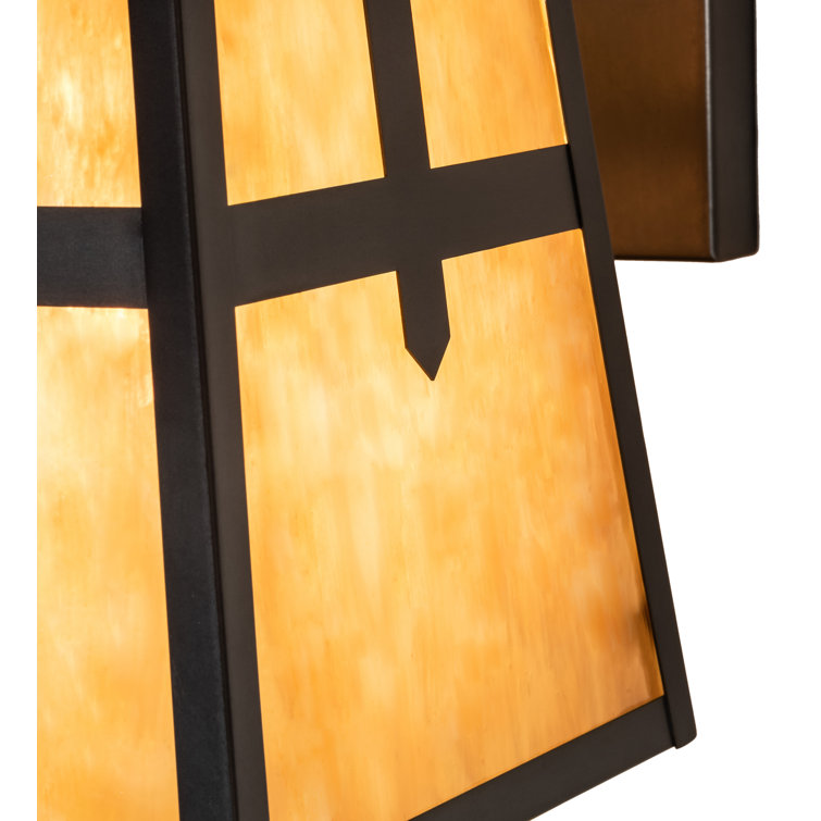 Stillwater Cross Mission 1-Light Craftsman Brown and Beige Glass Sconce