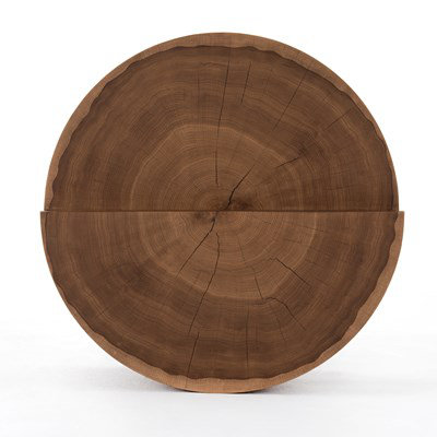 Modern Caramel Oak Round Coffee Table, 28 Inch