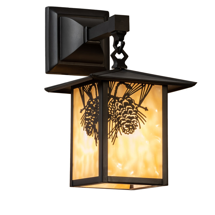 Seneca Craftsman Brown 1-Light Pine Cone Glass Sconce