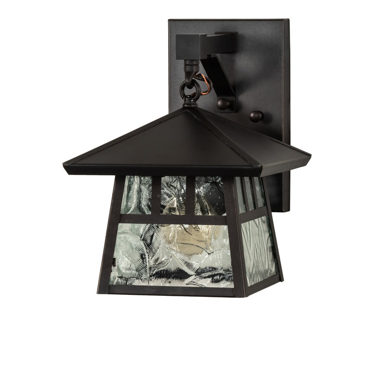Craftsman Brown Solid Brass Outdoor Sconce with Clear Glass Shade