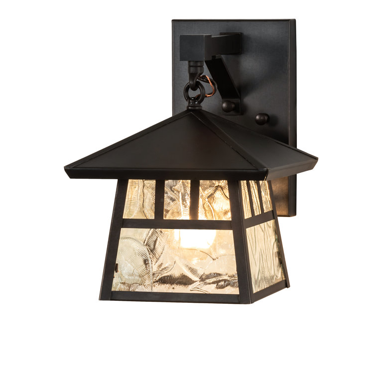 Craftsman Brown Solid Brass Outdoor Sconce with Clear Glass Shade