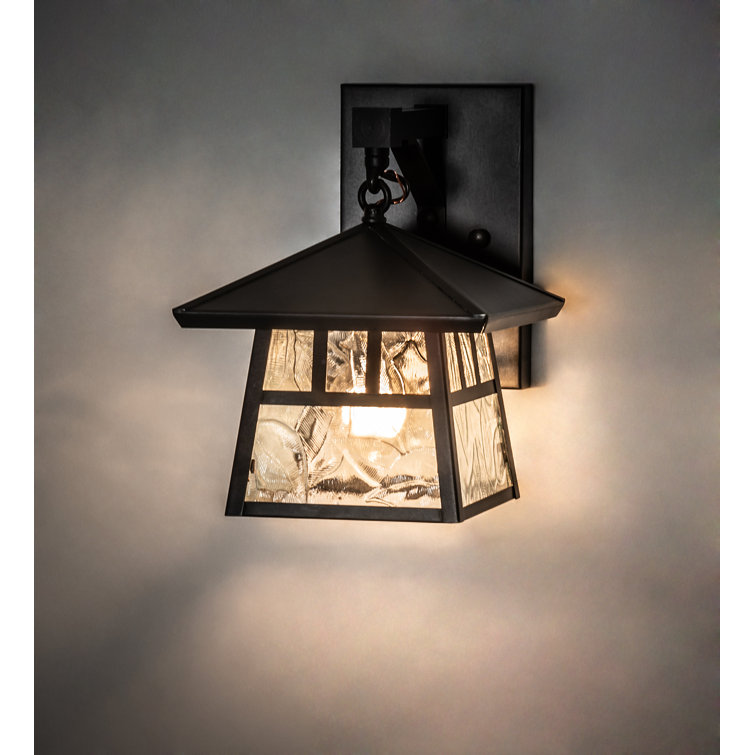 Craftsman Brown Solid Brass Outdoor Sconce with Clear Glass Shade