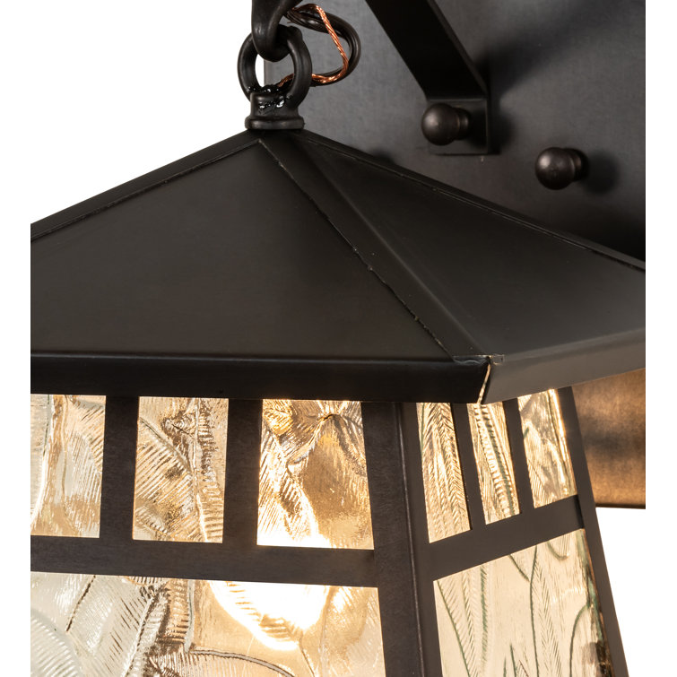 Craftsman Brown Solid Brass Outdoor Sconce with Clear Glass Shade