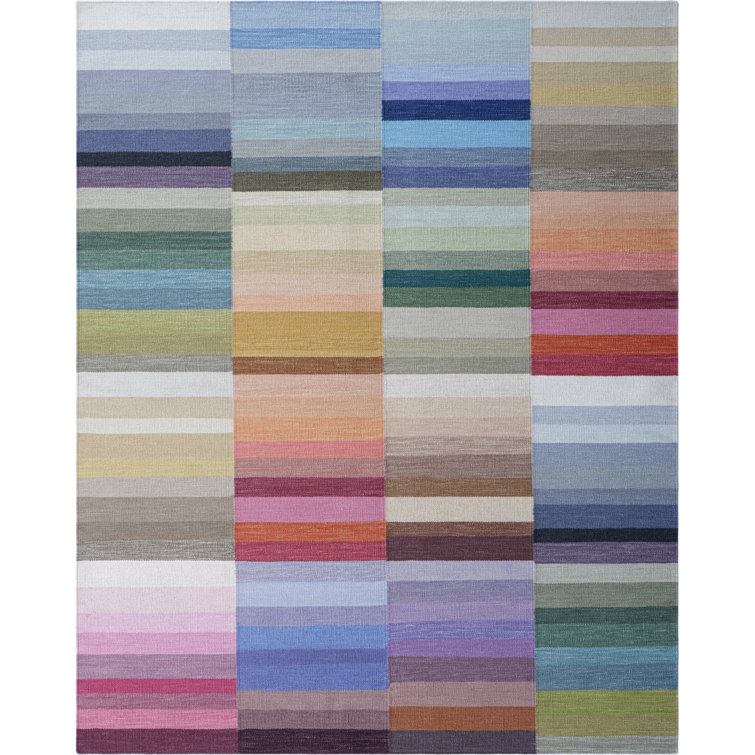 Multicolor Striped Handwoven Wool Runner Rug 2'6" x 5'