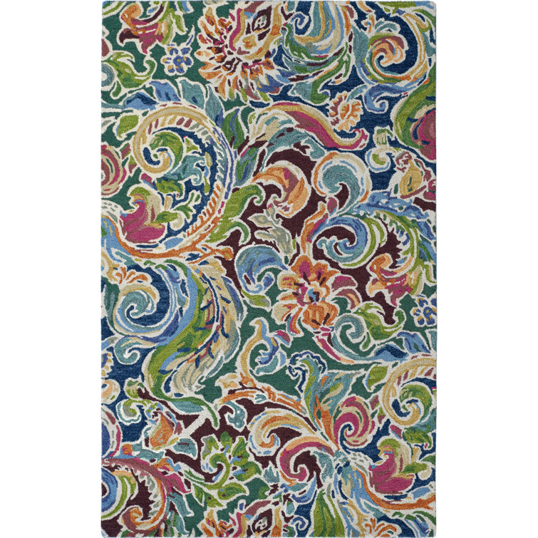 Multicolor Floral Hand-Tufted Wool Rectangular Area Rug