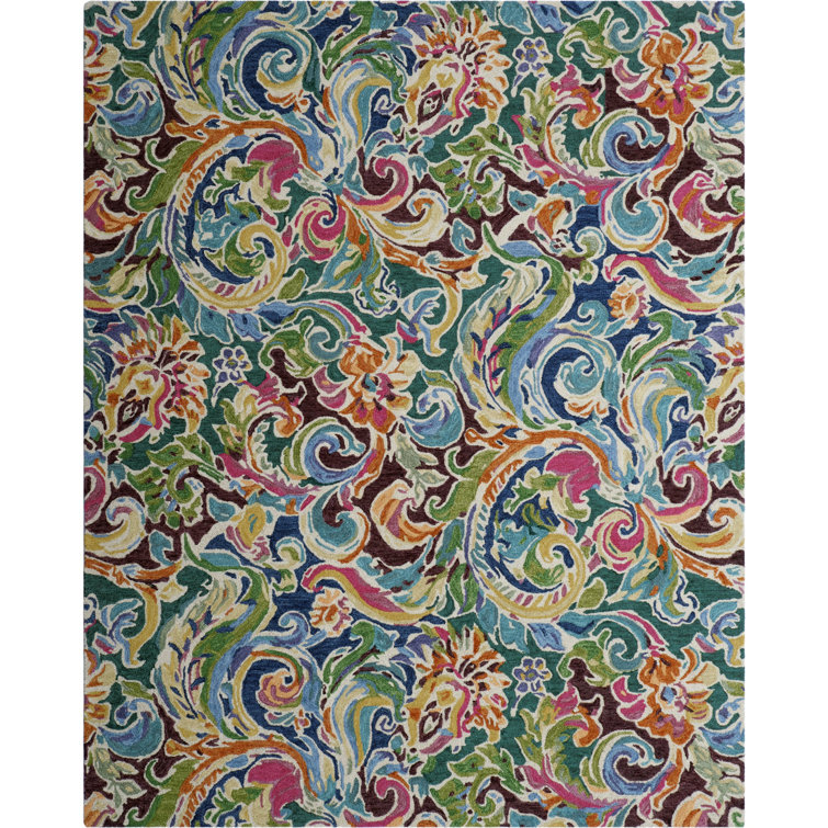 Vibrant Multicolor Floral Hand-Tufted Wool 8' x 10' Area Rug