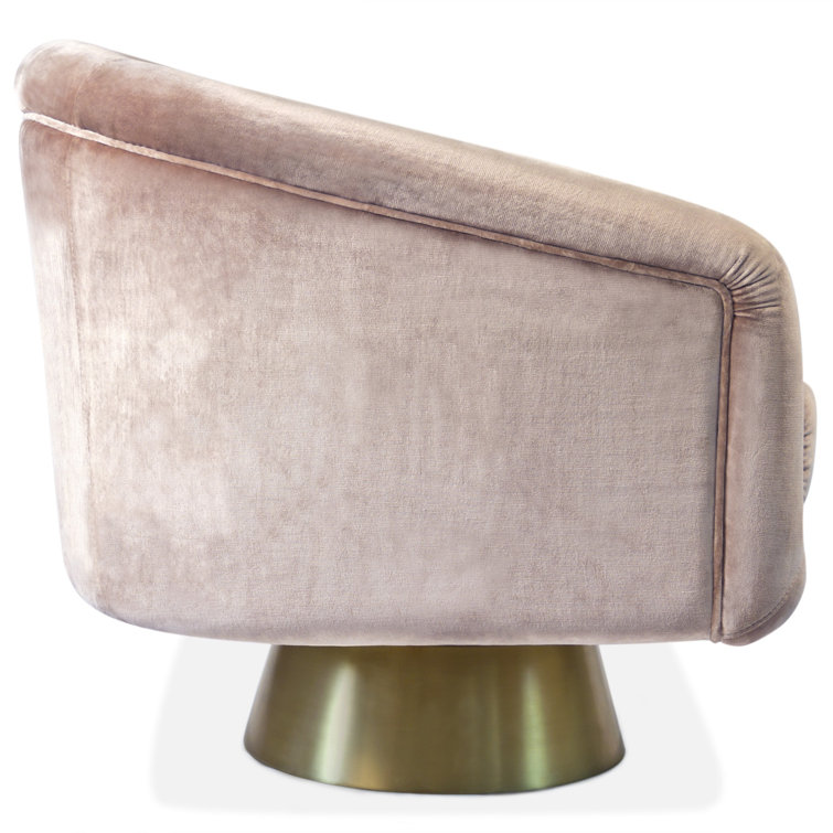 Como Champagne Velvet Swivel Barrel Chair