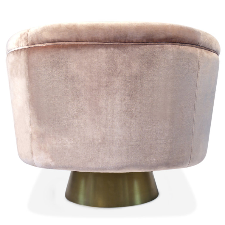 Como Champagne Velvet Swivel Barrel Chair
