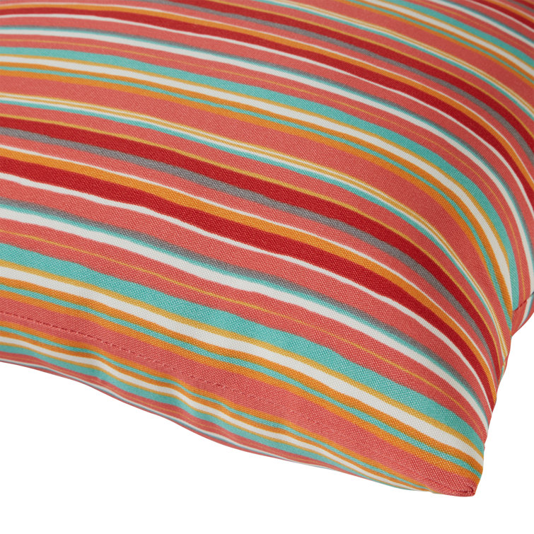 Watermelon Stripe 17" Square Outdoor Throw Pillow Set