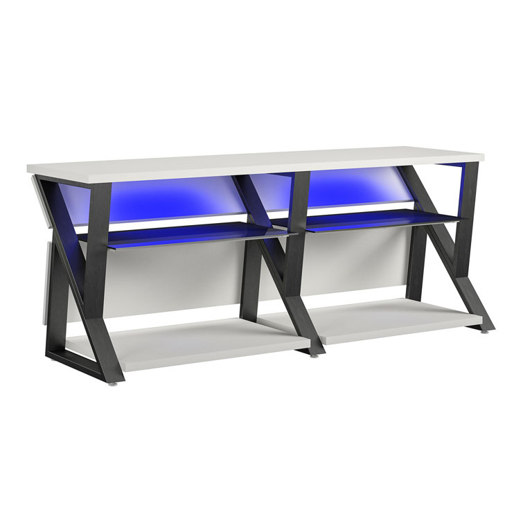 NTense Genesis 70" White Gaming TV Stand with RGB Lights