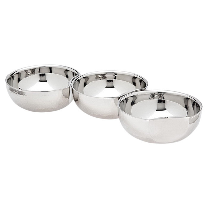 Set of 3 Hammered Stainless Steel Connecting Bowls