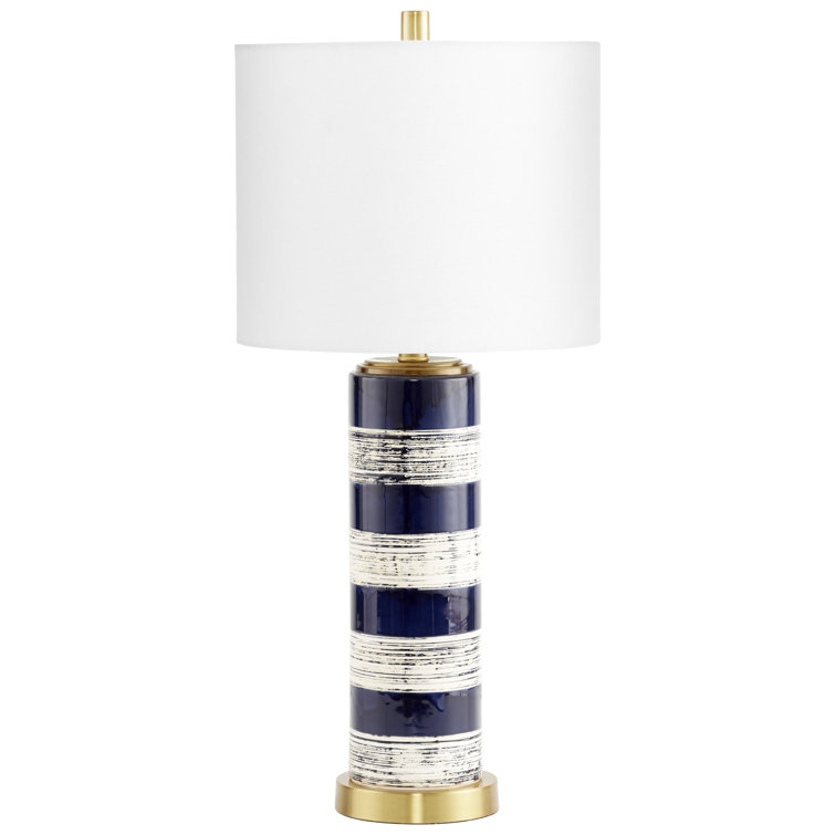 Bristle Brush Blue Linen Shade 1-Light Table Lamp