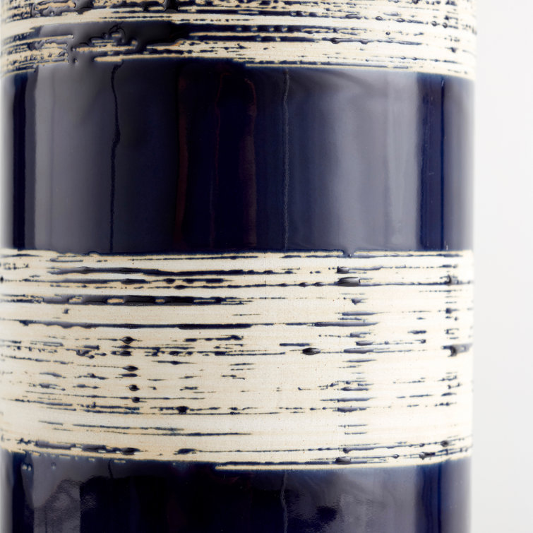Bristle Brush Blue Linen Shade 1-Light Table Lamp