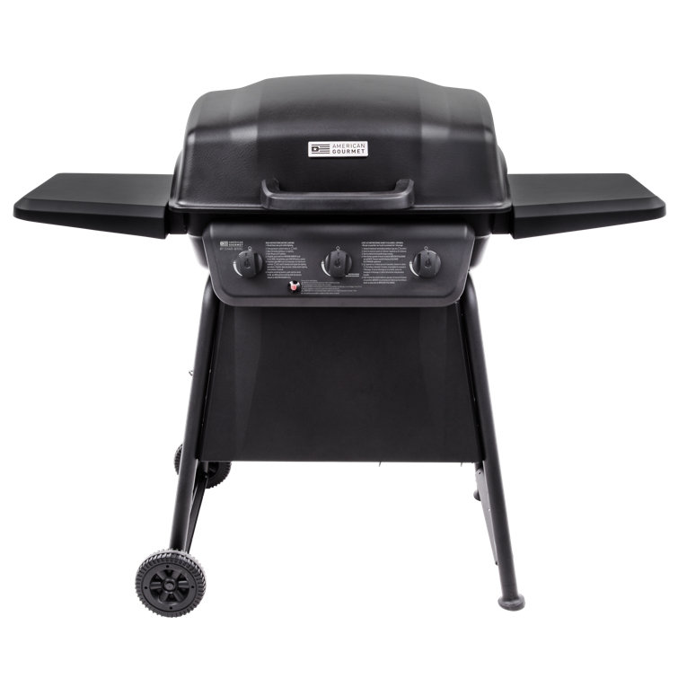 Classic Black 3-Burner Propane Gas Grill with Side Shelves