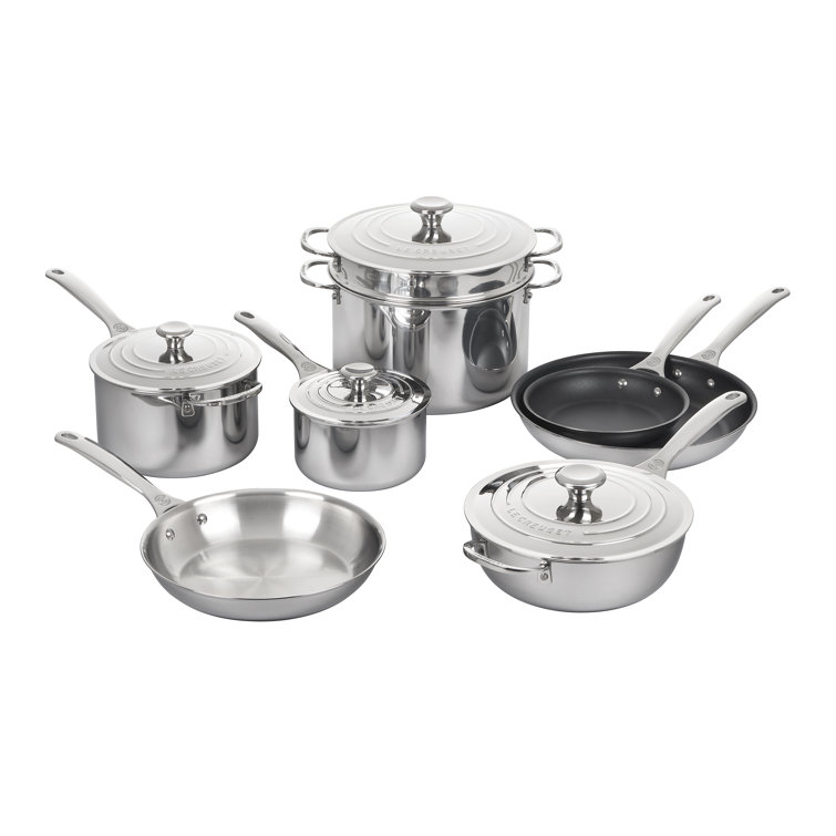 Le Creuset 12-Piece Stainless Steel Cookware Set with Non-Stick Pans