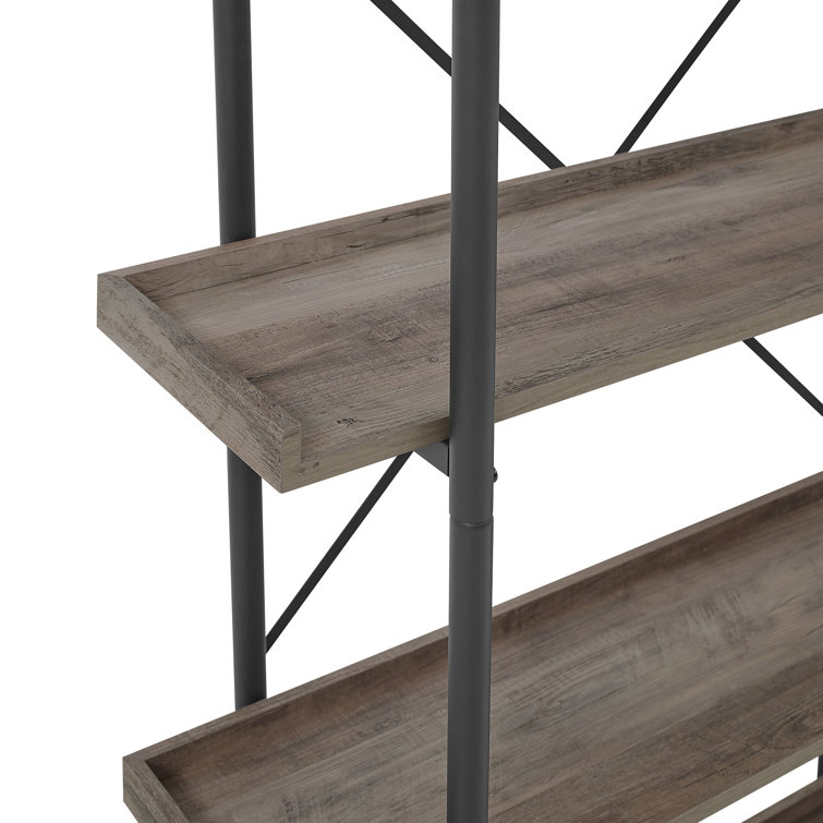 Urban Gray Wash 68" Industrial Metal 5-Shelf Bookcase
