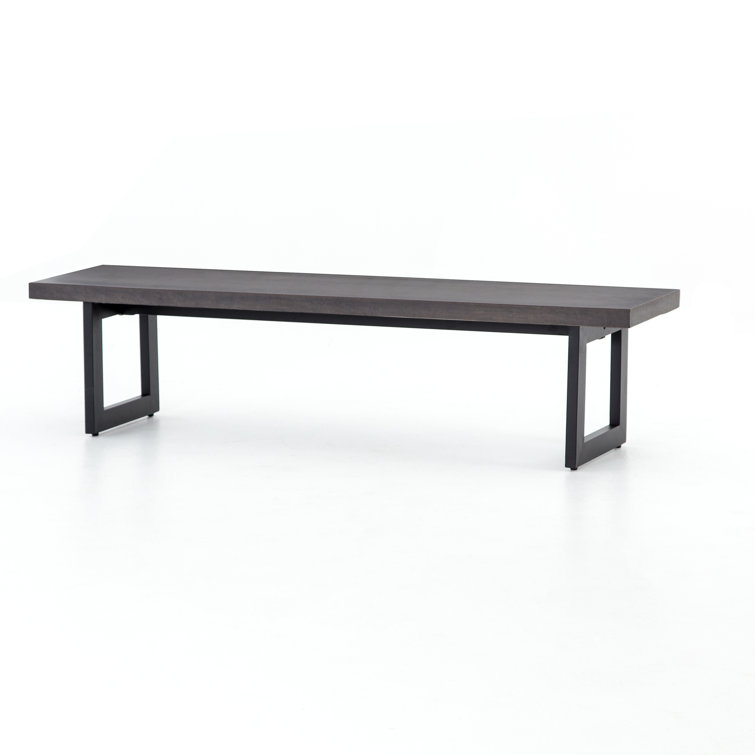 Judith Black Iron and Lava Stone Outdoor Bench