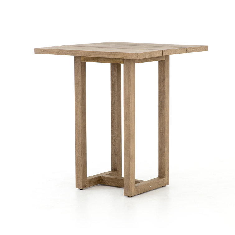 Weathered Gray Teak Square Outdoor Bar Table