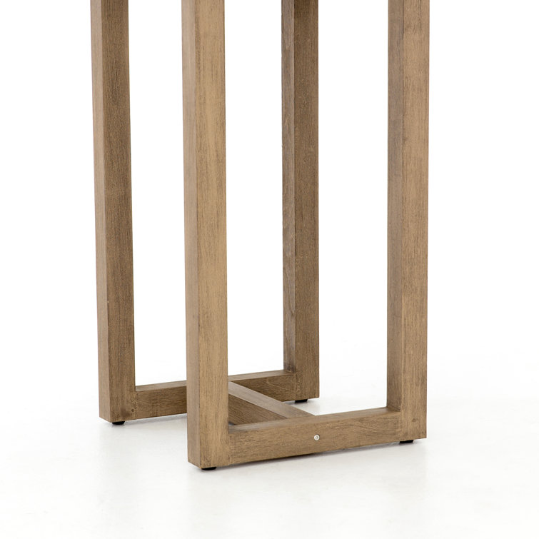 Weathered Gray Teak Square Outdoor Bar Table