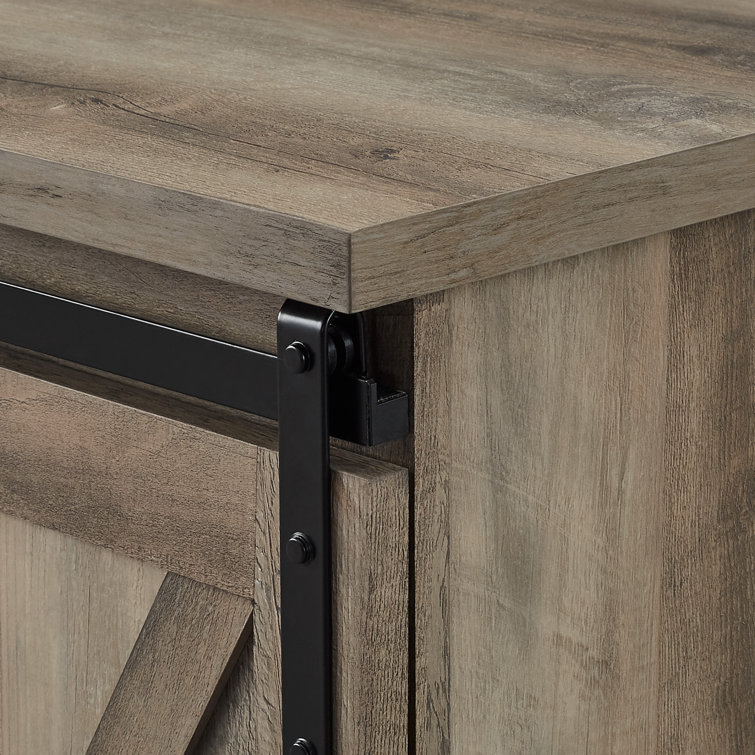 70" Gray Wash Sliding Barn Door TV Stand with Cabinet