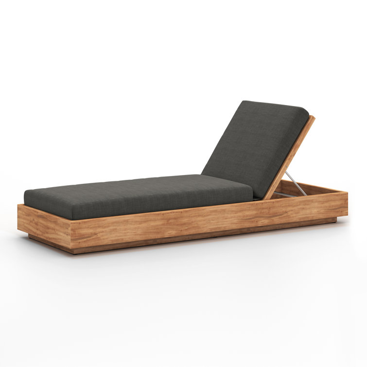 Charcoal Gray Teak Outdoor Adjustable Chaise Lounger
