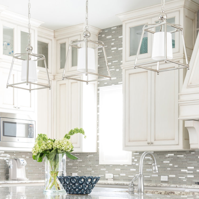 Mini Sylvan Polished Nickel LED Pendant with Ivory Silk Shade