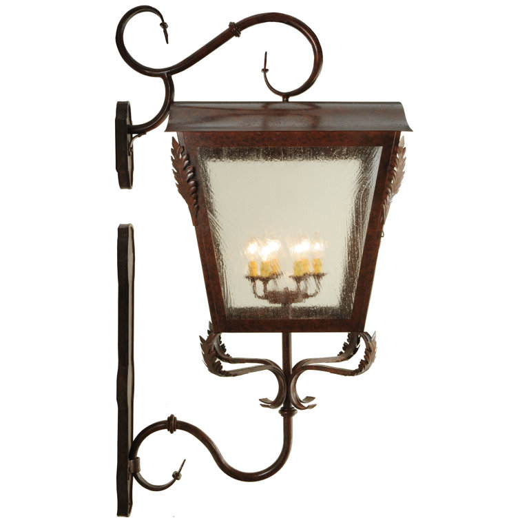 Bronze Handcrafted Iron and Steel Lantern Sconce