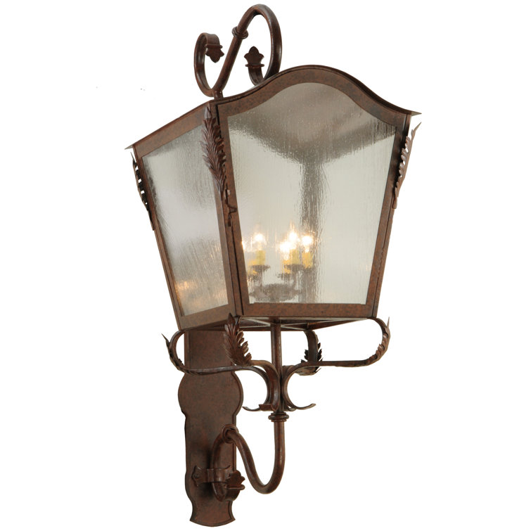 Bronze Handcrafted Iron and Steel Lantern Sconce