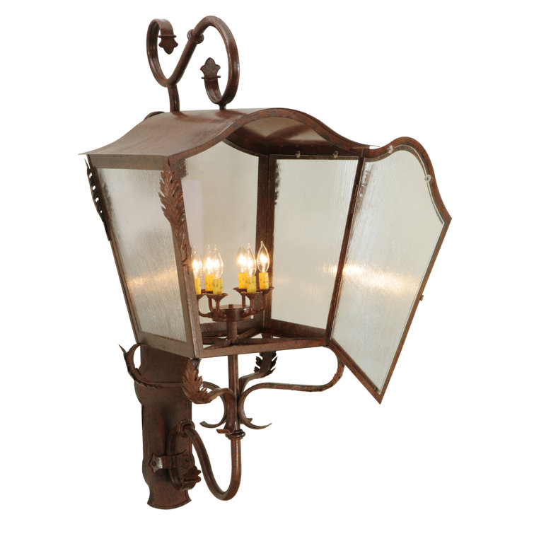 Bronze Handcrafted Iron and Steel Lantern Sconce
