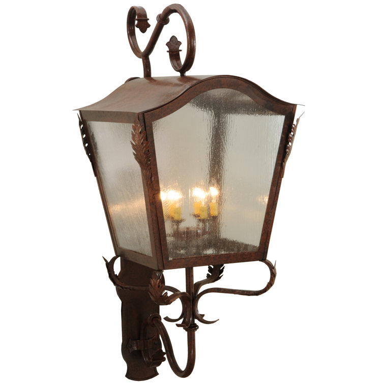 Bronze Handcrafted Iron and Steel Lantern Sconce