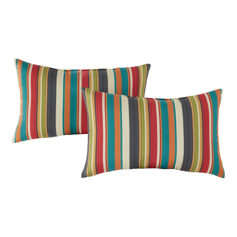 Sunset Stripe Multicolor Outdoor Rectangle Throw Pillows Set