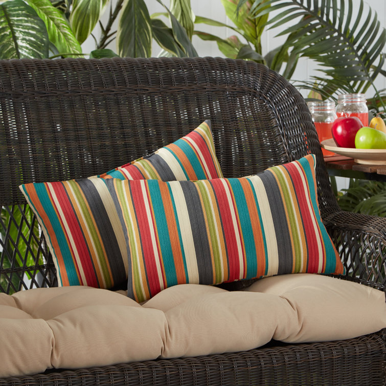 Sunset Stripe Multicolor Outdoor Rectangle Throw Pillows Set