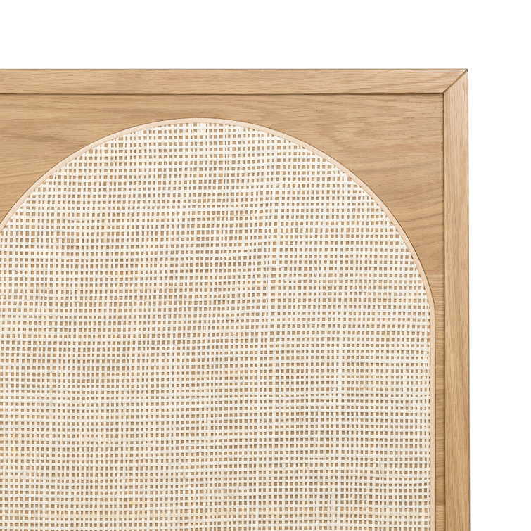 Allegra Contemporary Oak Queen Bed with Upholstered Headboard