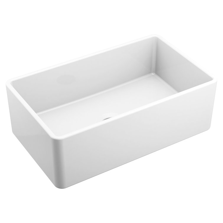 White Fireclay 30" Single Bowl Farmhouse Undermount Sink