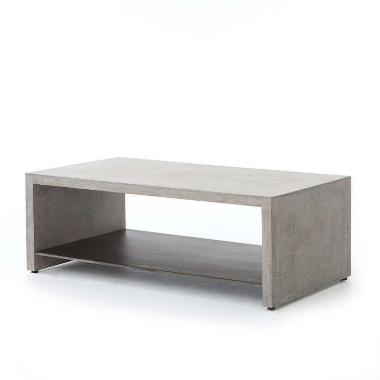 Gray Concrete and Iron Rectangular Cocktail Table