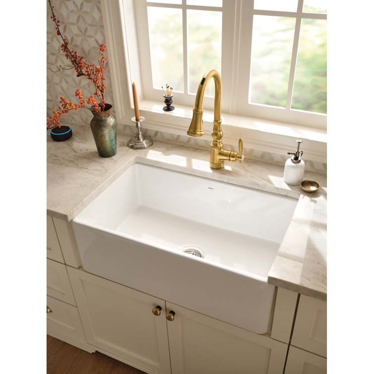 White Fireclay 30" Single Bowl Farmhouse Undermount Sink