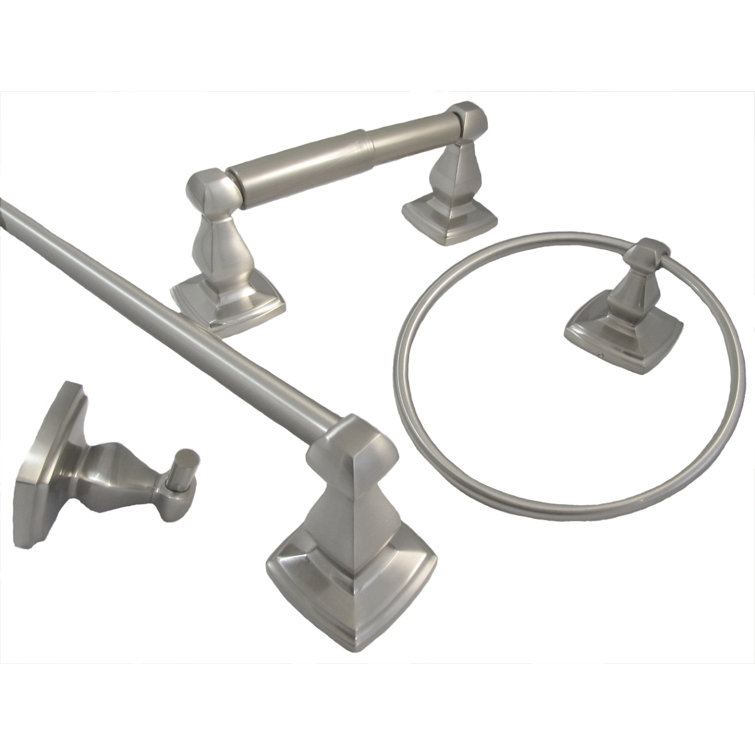 Satin Nickel 4-Piece Modern Bathroom Hardware Set