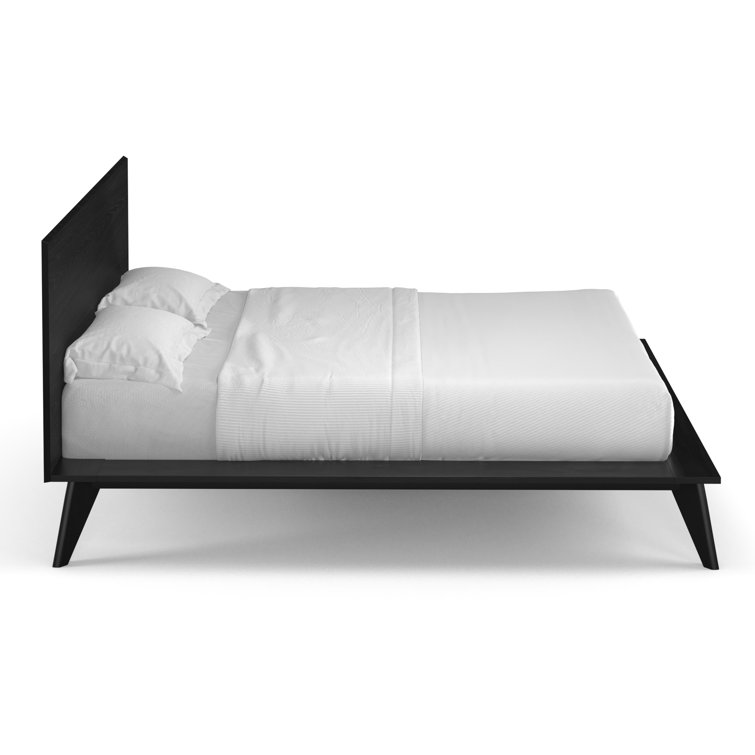 Black Oak Queen Platform Bed with Headboard and Drawer