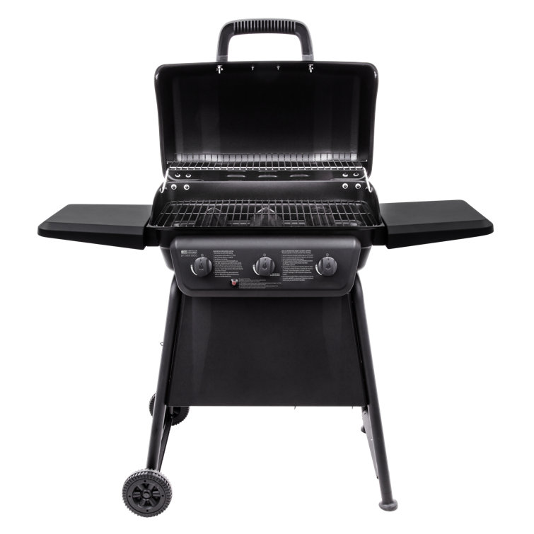 Classic Black 3-Burner Propane Gas Grill with Side Shelves
