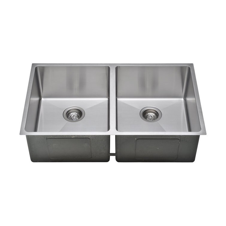 33'' Matte Stainless Steel Double Bowl Undermount Kitchen Sink