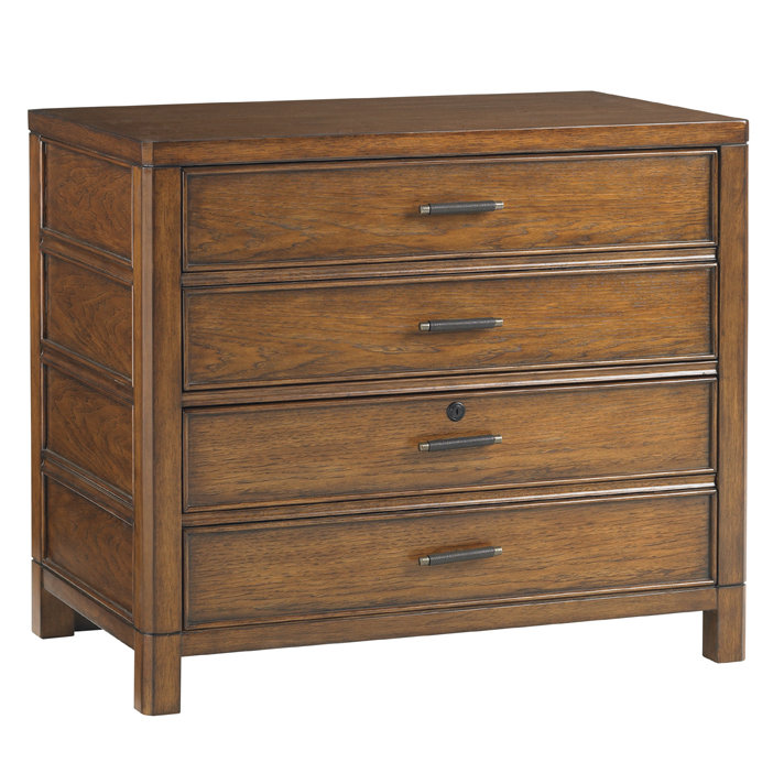 Brown Transitional 2-Drawer Lockable Lateral File Cabinet