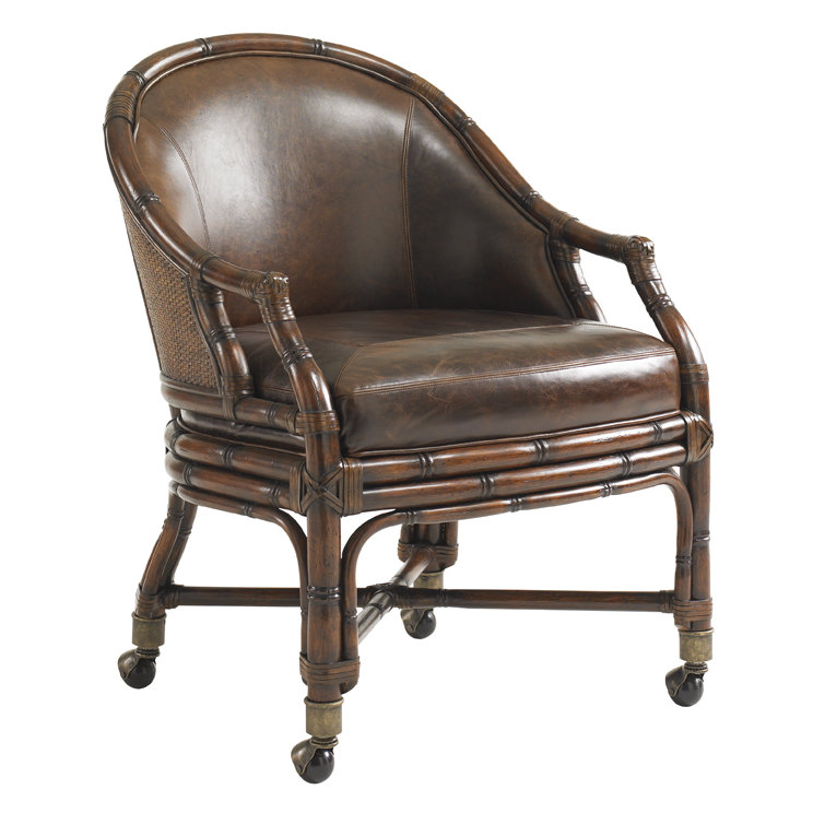 Bal Harbour Brown Leather Rattan Task Chair