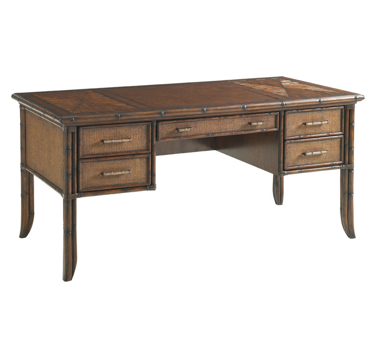 Executive Brown Rosewood Home Office Desk with 3 Drawers